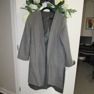 Uniqlo High-Low Grey Overcoat with Belt